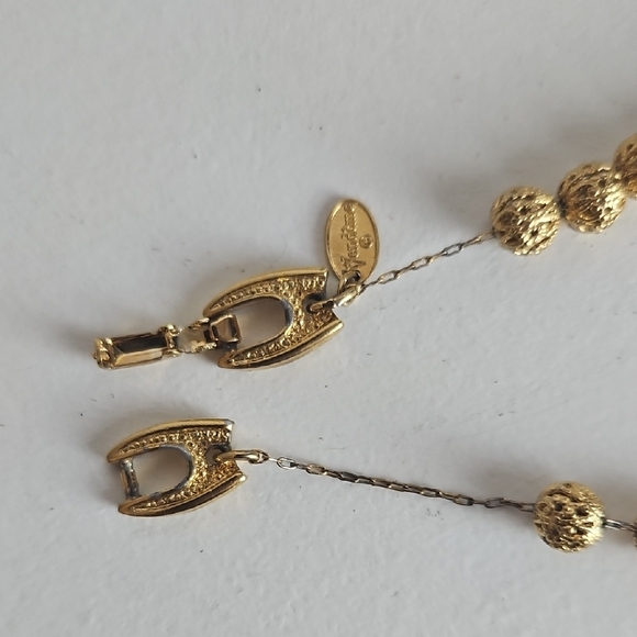 Triple Strand Gold Beaded Necklace - Picture 7 of 8